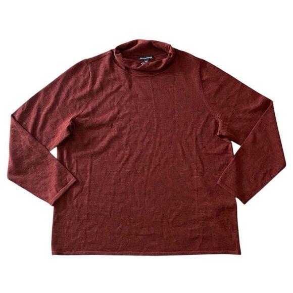 Eileen Fisher Burgundy 100% Merino Wool Turtleneck Sweater NWT Size Extra Large - Picture 1 of 5